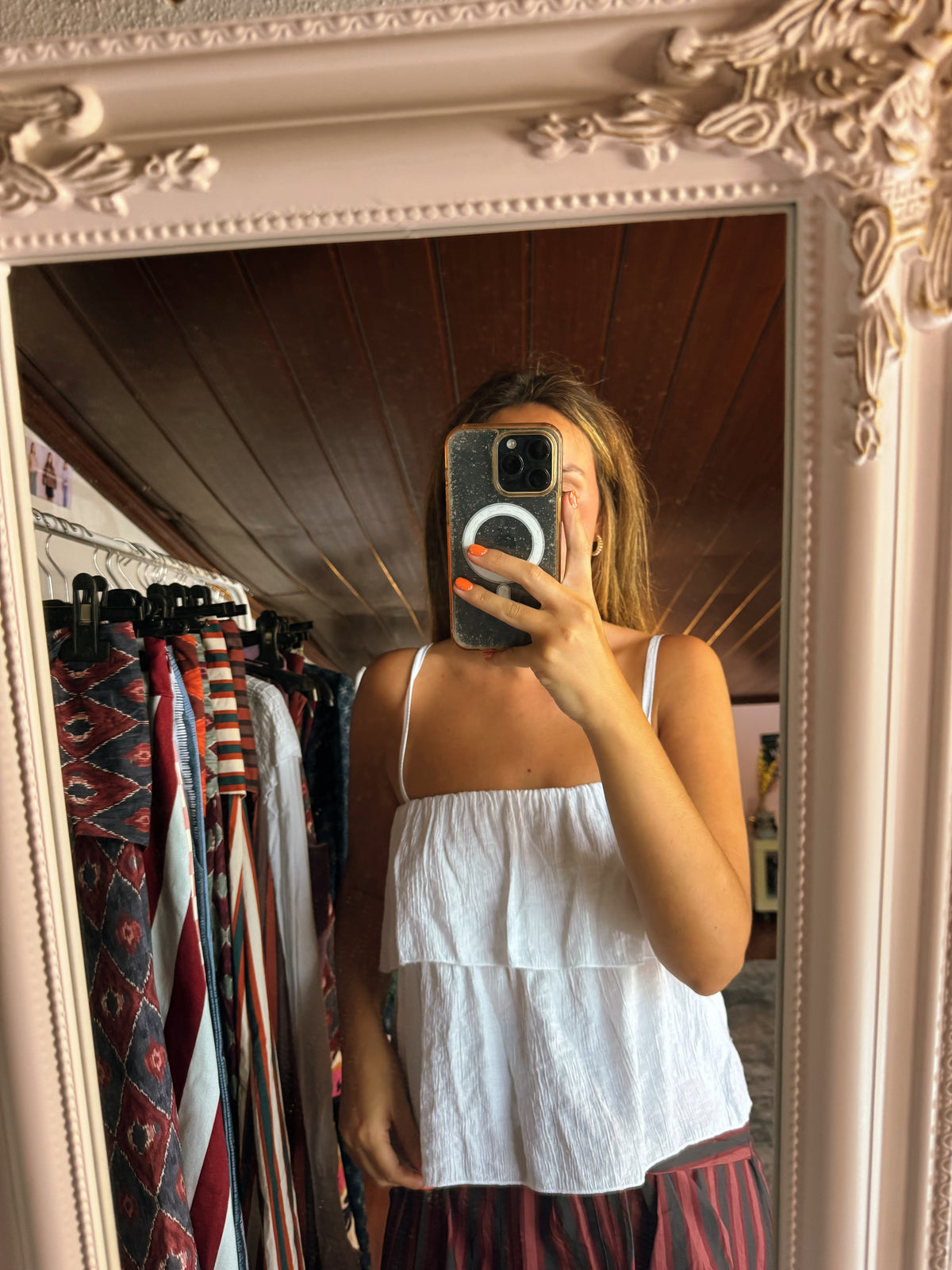 Top Folhos Branco